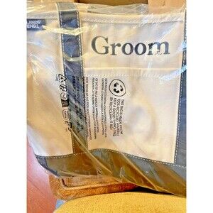 Lands End Canvas "Groom" Tote Bag Black and Cream  Nautical Medium